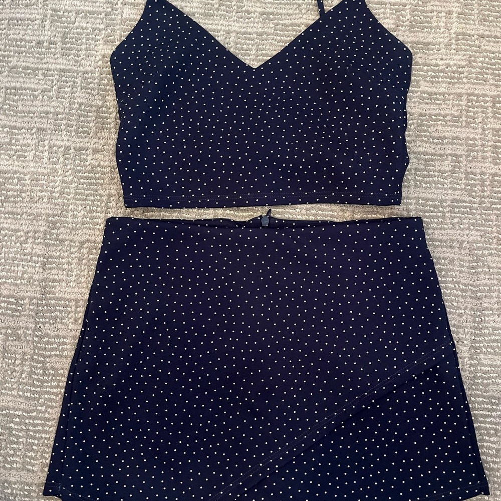 Blue Blush Mini A-line Skirt Set Blue